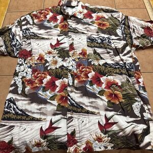 Monzini Collection Italy Mens Multi Color Floral Rayon Button Up Shirt Medium